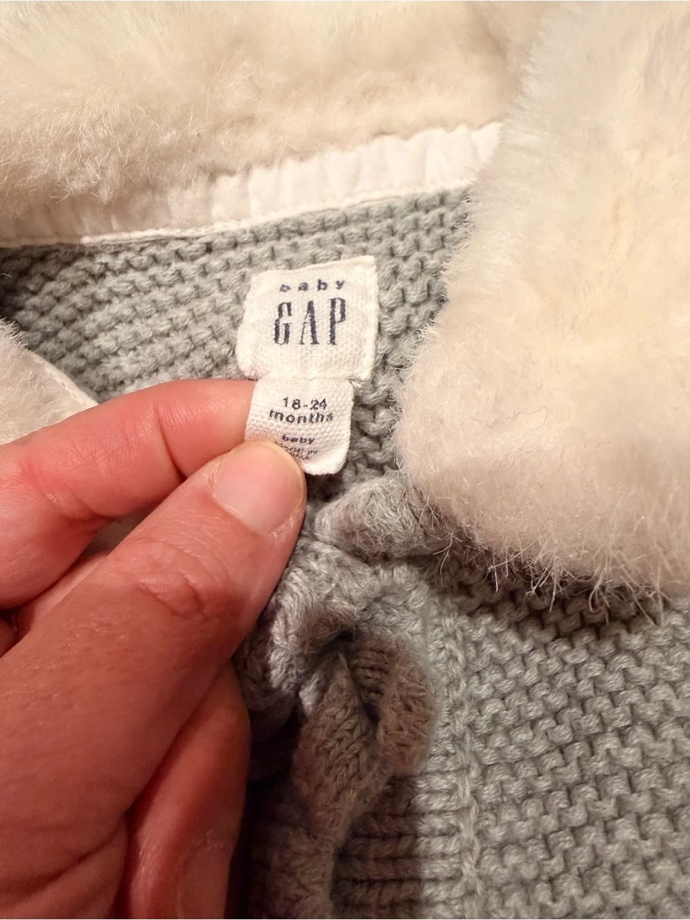 Gap toddler girl sweater cardigan with fur collar